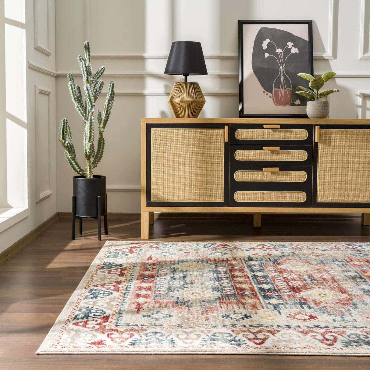 Bindi Blue & Rose Area Rug - Clearance