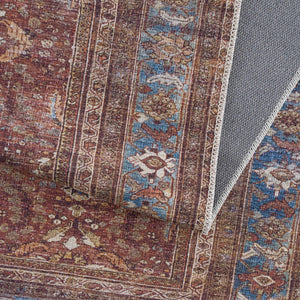 Rust Baki Traditional Washable Area Rug - Clearance
