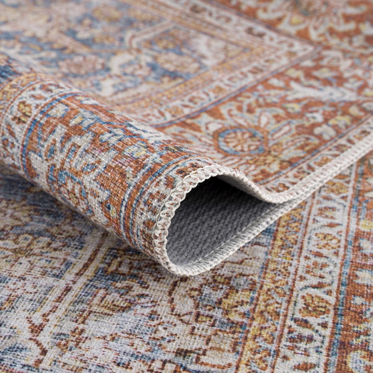 Rust Mair Traditional Washable Area Rug - Clearance
