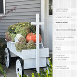 54 Inch Wood and Iron White Display Rolling Cart