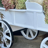 54 Inch Wood and Iron White Display Rolling Cart