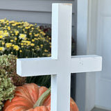 54 Inch Wood and Iron White Display Rolling Cart