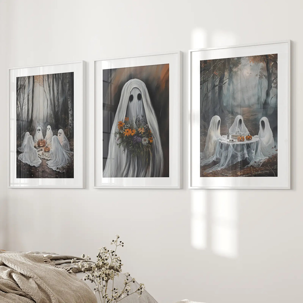 Moody Halloween Ghosts Trendy Wall Art Poster