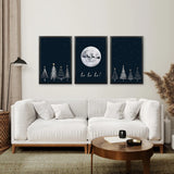 Winter Nordic Landscape Xmas Set of 3 Prints