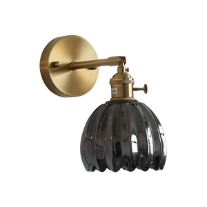 Vintage Brass Tulip Glass Wall Sconce 1-Light Classic Wall Light