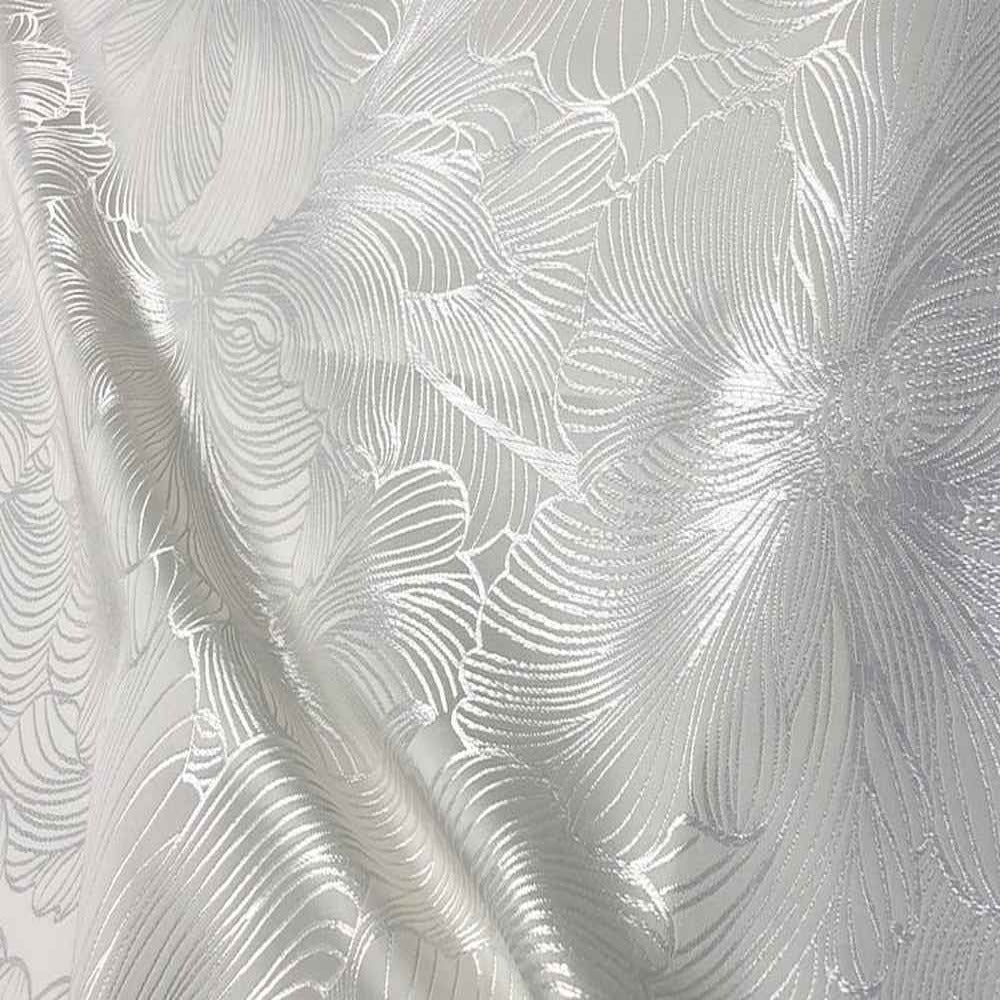 Delhi Metallic Flower Jacquard Tablecloth – Antique White