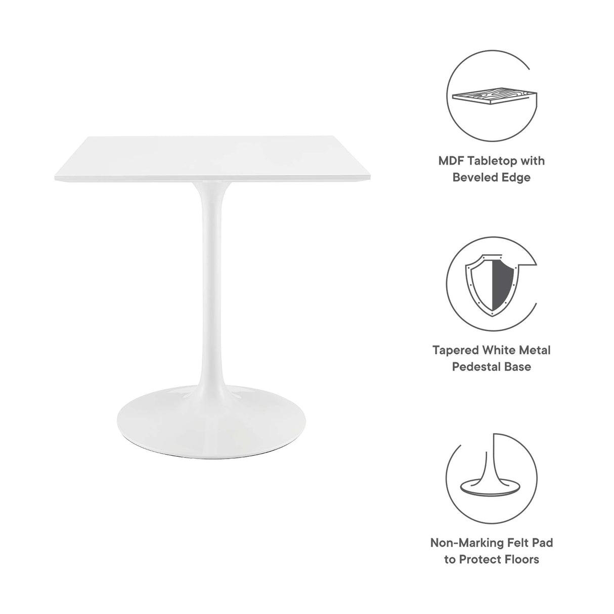 Lippa 28" Square Wood Dining Table by Modway