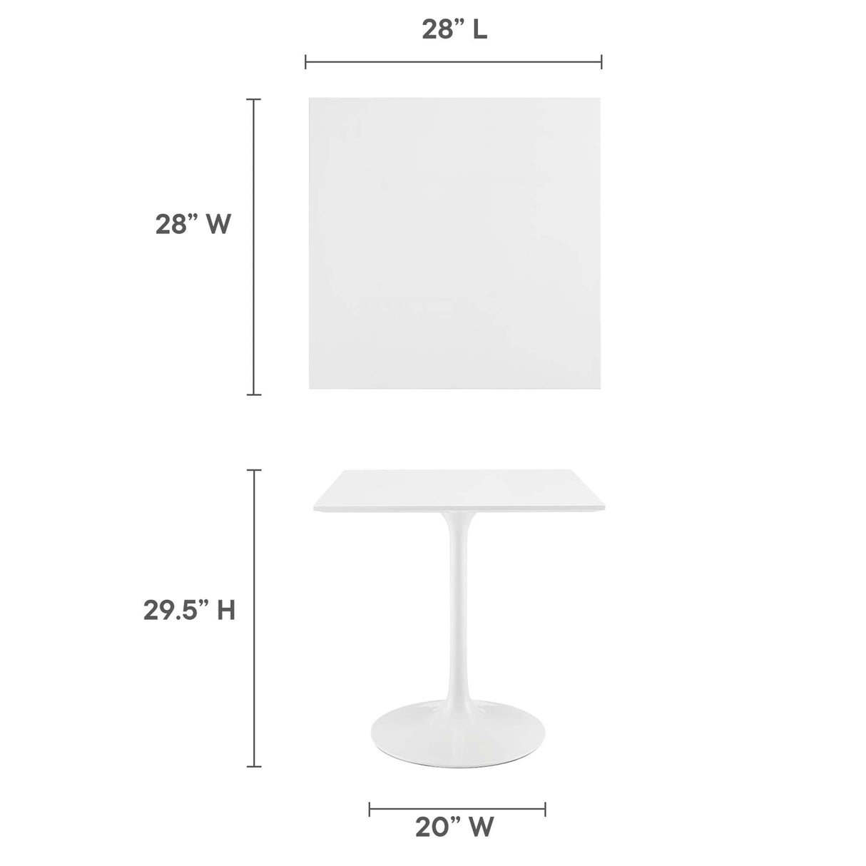 Lippa 28" Square Wood Dining Table by Modway