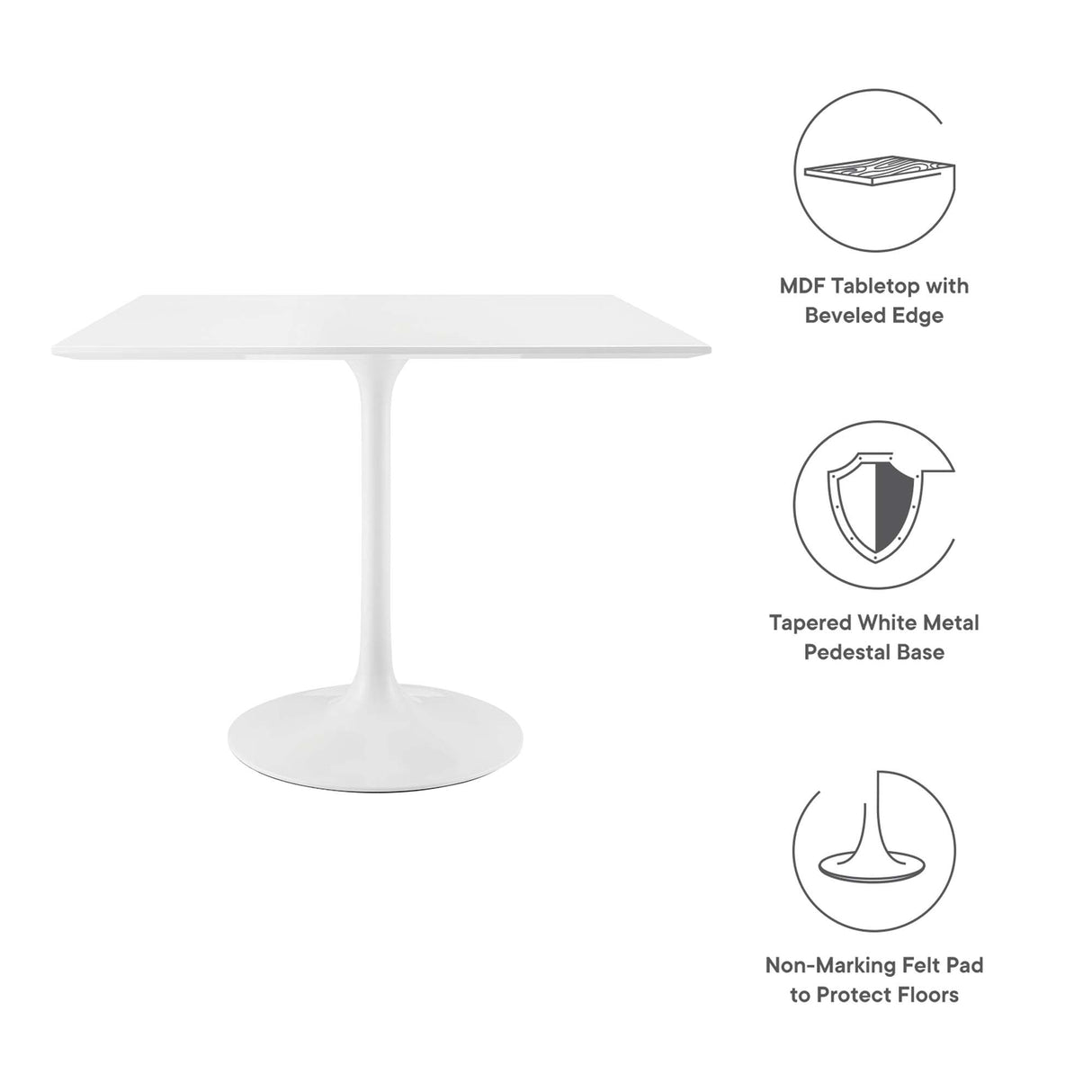 Lippa 36" Square Wood Dining Table by Modway