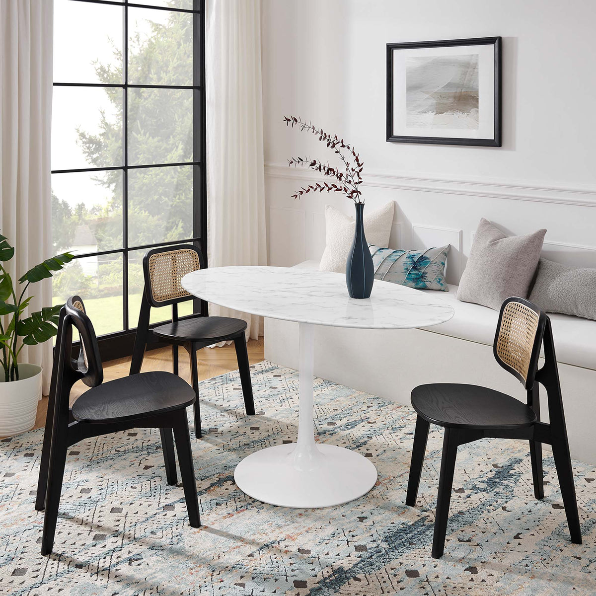 Lippa 54" Oval Faux Marble Dining Table by Modway