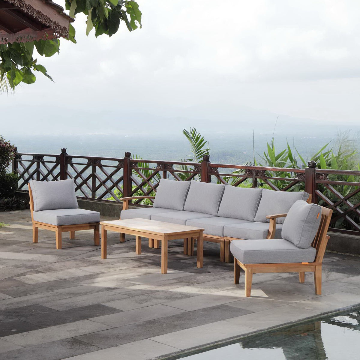 Marina 7 Piece Outdoor Patio Teak Set by Modway