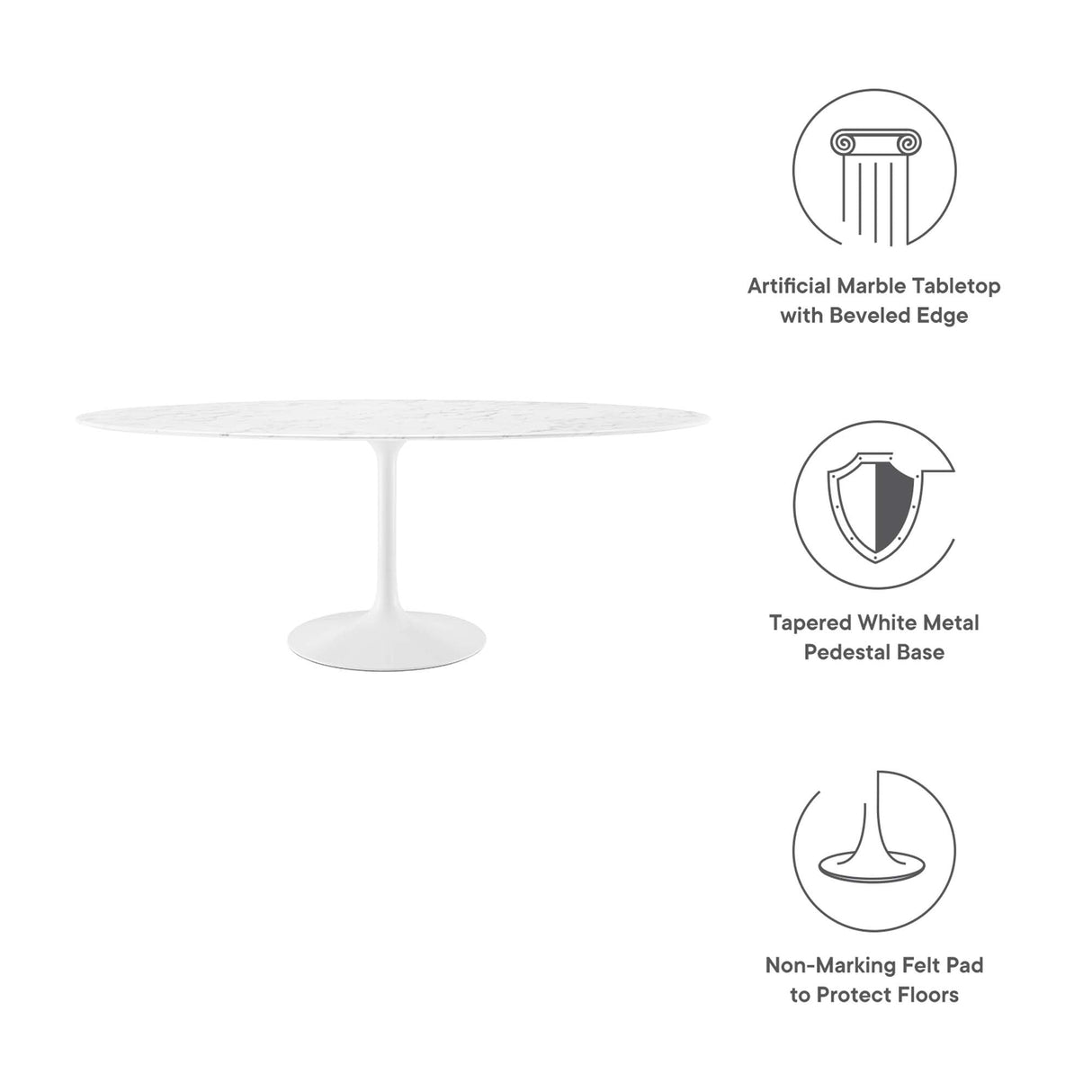 Lippa 78" Oval Faux Marble Dining Table by Modway