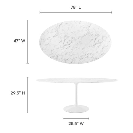 Lippa 78" Oval Faux Marble Dining Table by Modway