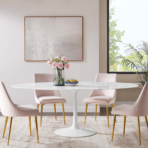 Lippa 78" Oval Faux Marble Dining Table by Modway