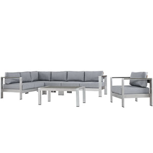Shore 6 Piece Outdoor Patio Aluminum Sectional Sofa Set by Modway