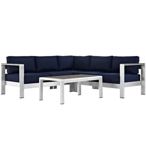 Shore 4 Piece Outdoor Patio Aluminum Sectional Sofa Set by Modway