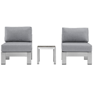 Shore 3 Piece Outdoor Patio Aluminum Sectional Sofa Set by Modway