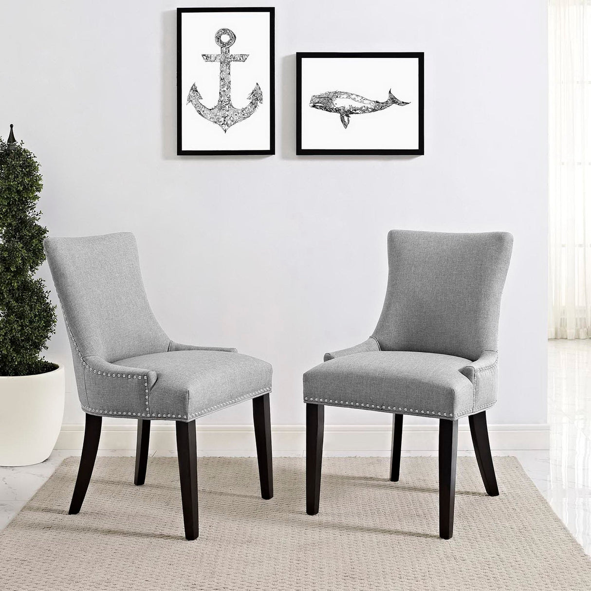 Marquis Fabric Dining Side Chair Set of 2 by Modway