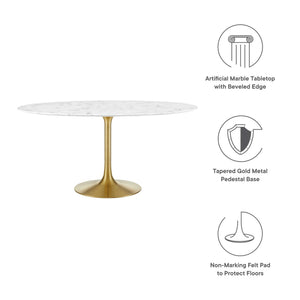Lippa 60" Round Faux Marble Dining Table by Modway