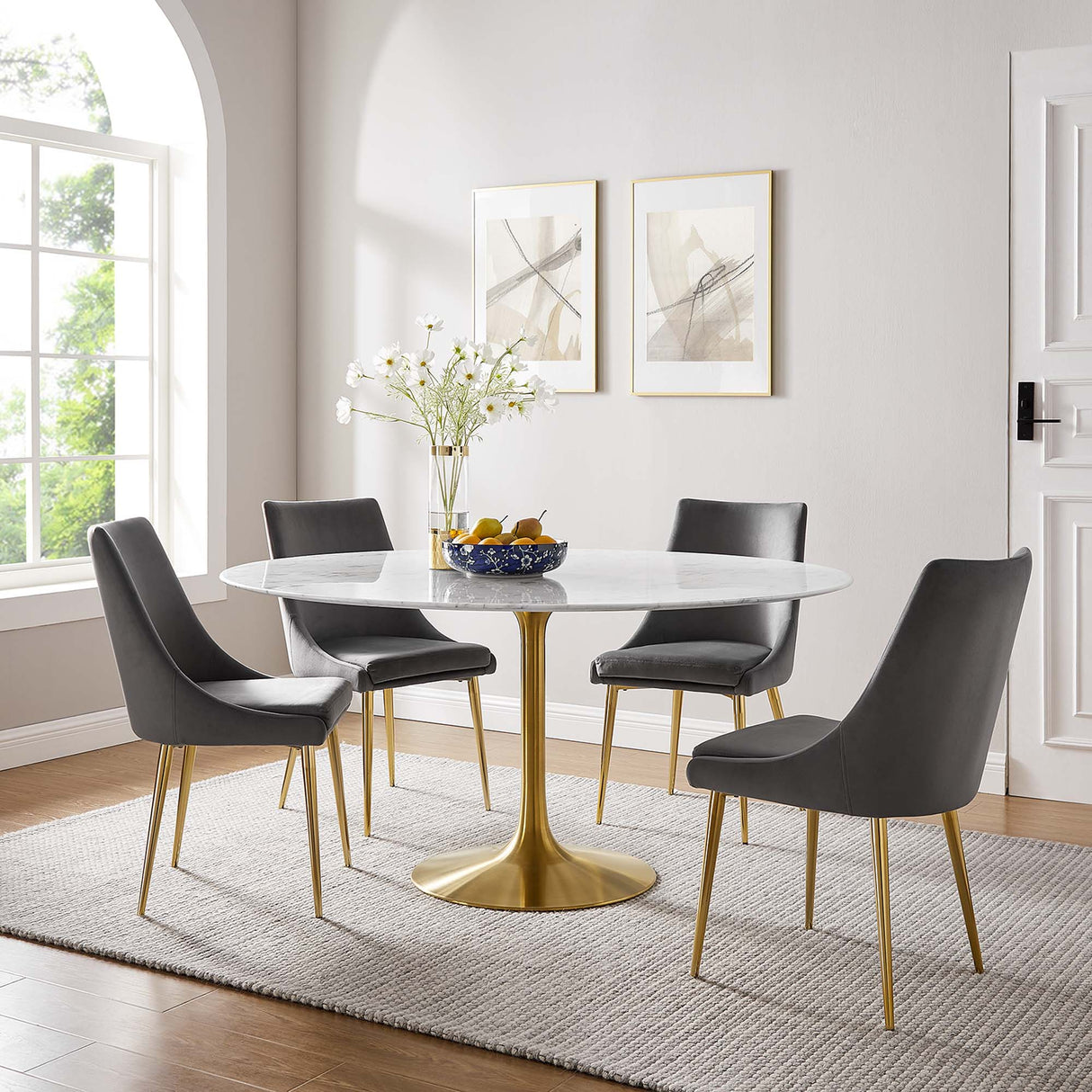 Lippa 60" Round Faux Marble Dining Table by Modway