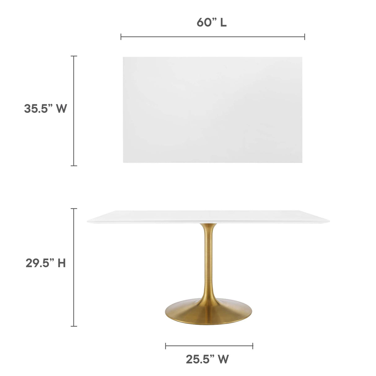 Lippa 60" Rectangular Wood Dining Table by Modway