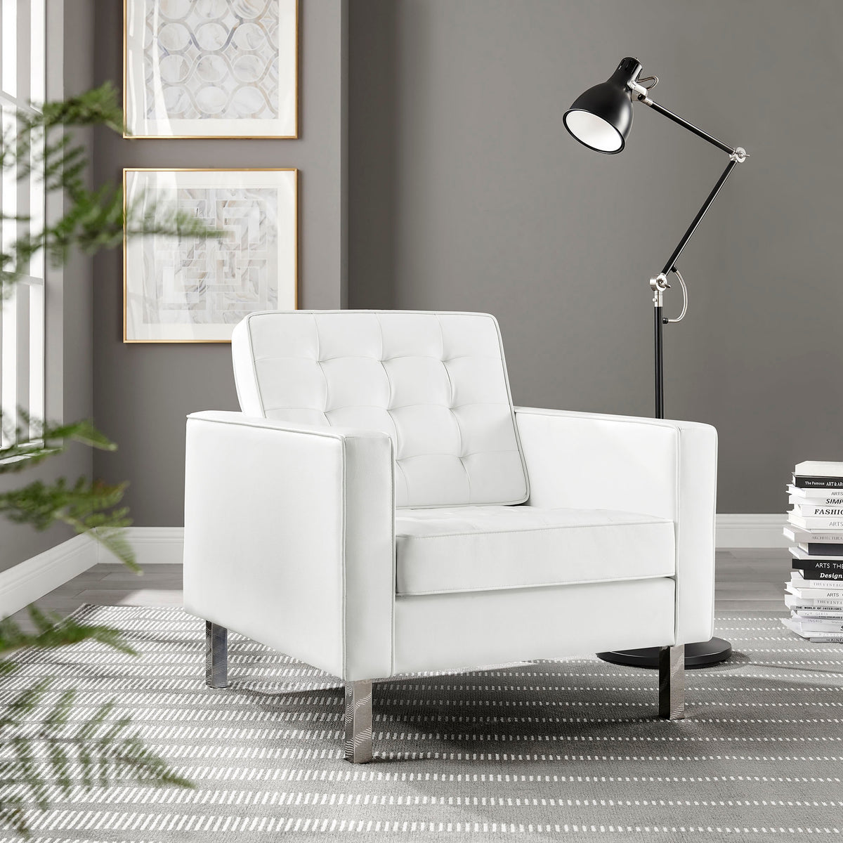 Loft Tufted Vegan Leather Armchair by Modway