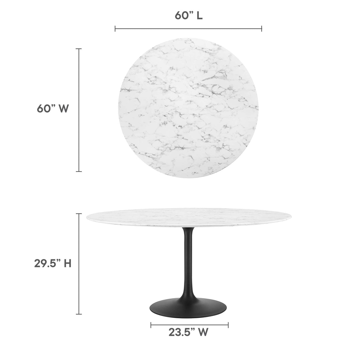 Lippa 60" Round Faux Marble Dining Table by Modway