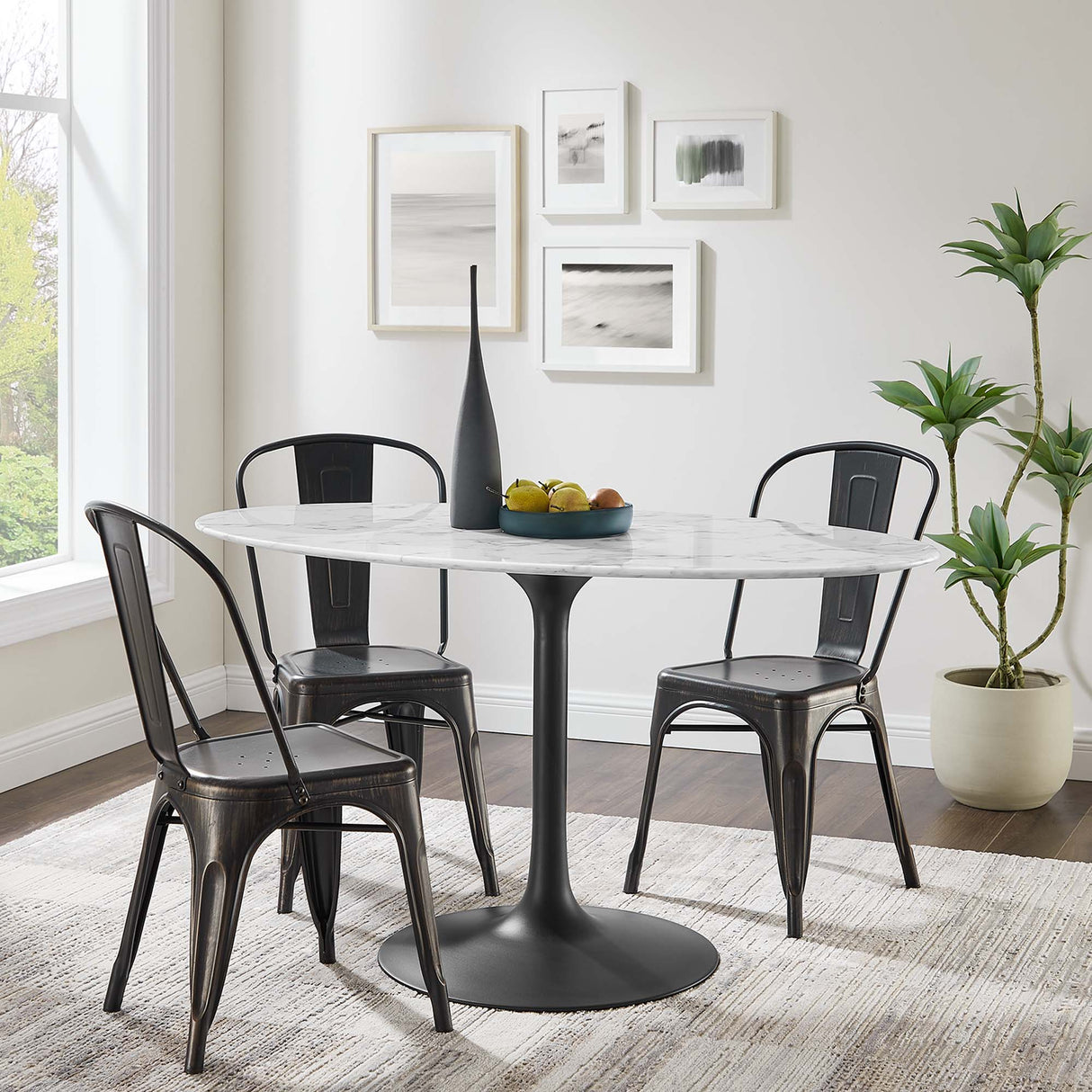 Lippa 54" Oval Faux Marble Dining Table by Modway
