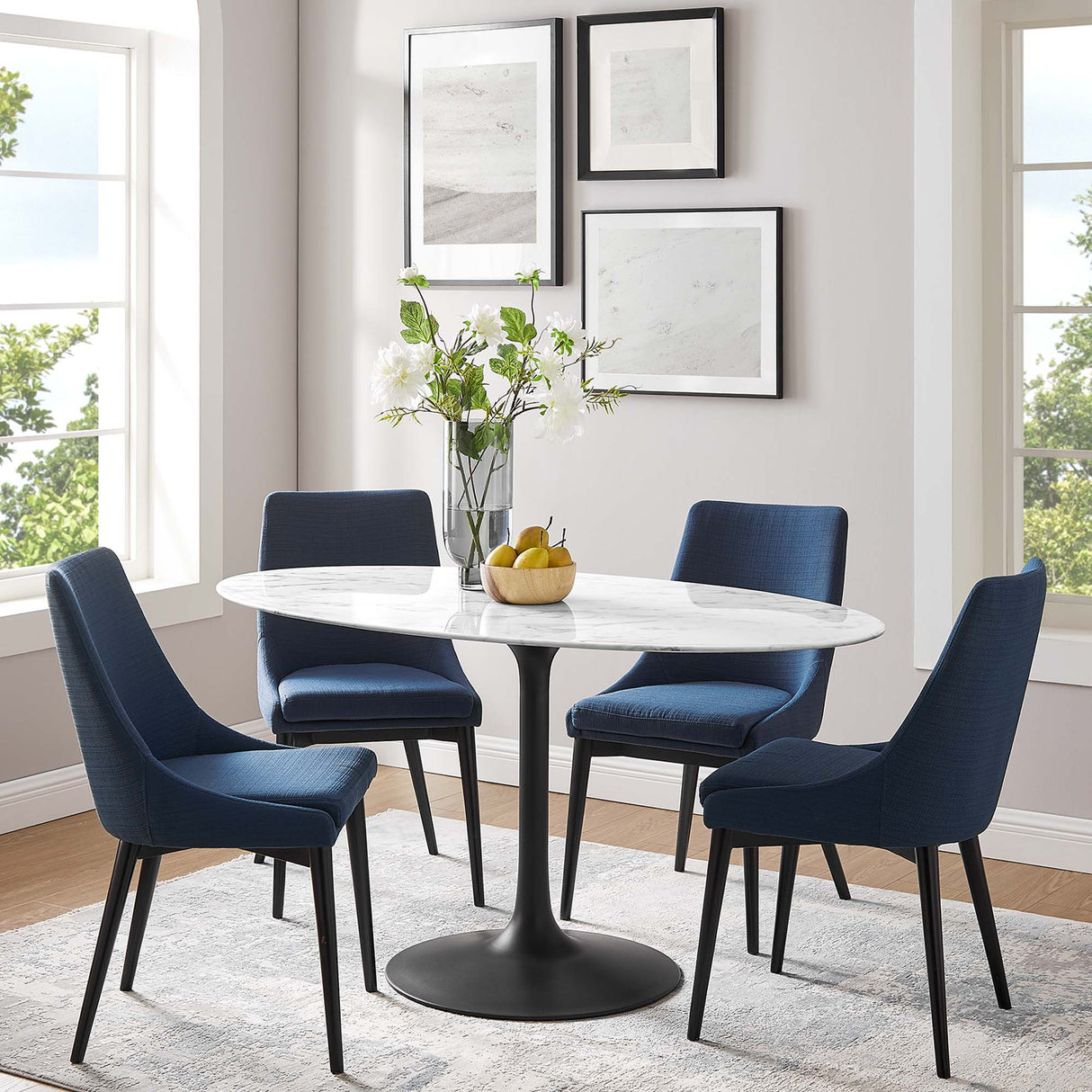 Lippa 60" Oval Faux Marble Dining Table by Modway