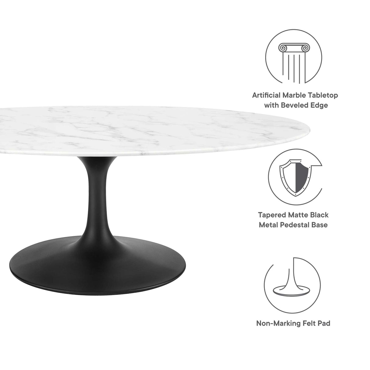 Lippa 48" Oval Faux Marble Coffee Table by Modway