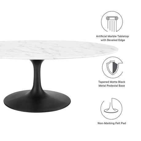 Lippa 48" Oval Faux Marble Coffee Table by Modway