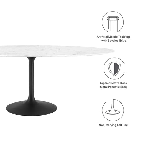 Lippa 78" Oval Faux Marble Dining Table by Modway
