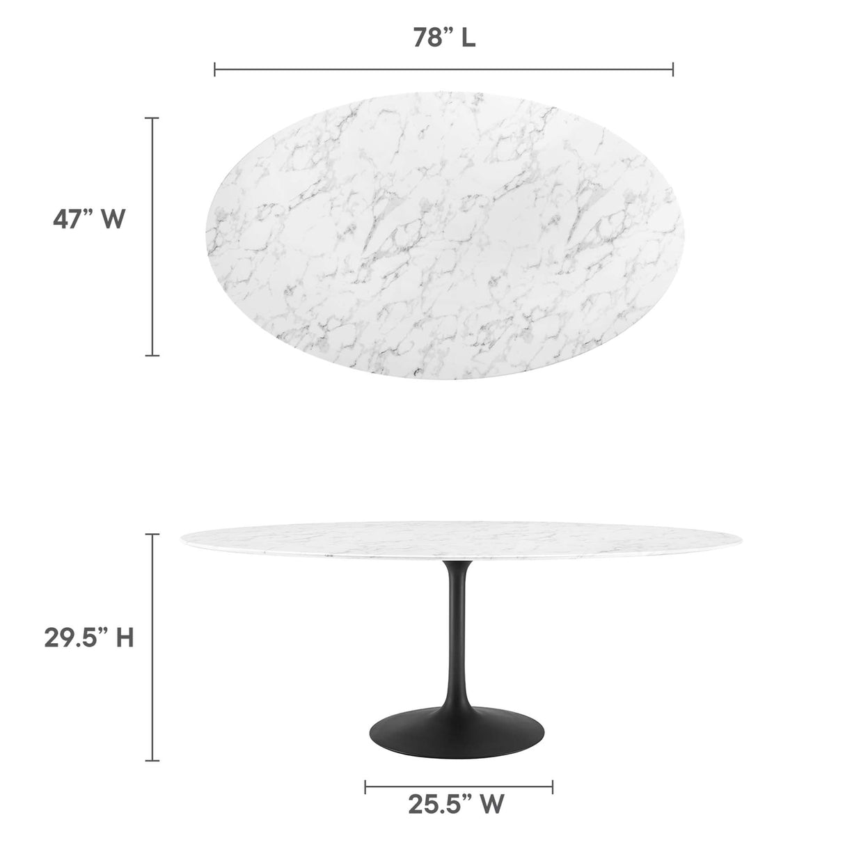 Lippa 78" Oval Faux Marble Dining Table by Modway