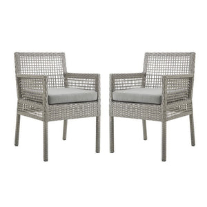 Aura Outdoor Patio Wicker Rattan Dining Armchair Set of 2