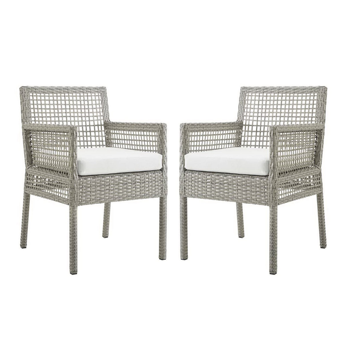 Aura Outdoor Patio Wicker Rattan Dining Armchair Set of 2