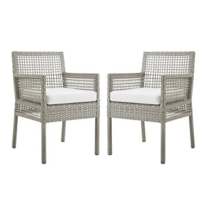 Aura Outdoor Patio Wicker Rattan Dining Armchair Set of 2