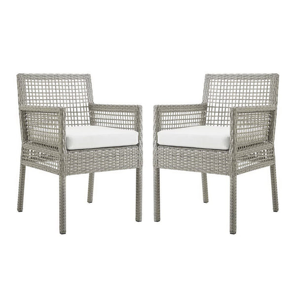 Aura Outdoor Patio Wicker Rattan Dining Armchair Set of 2