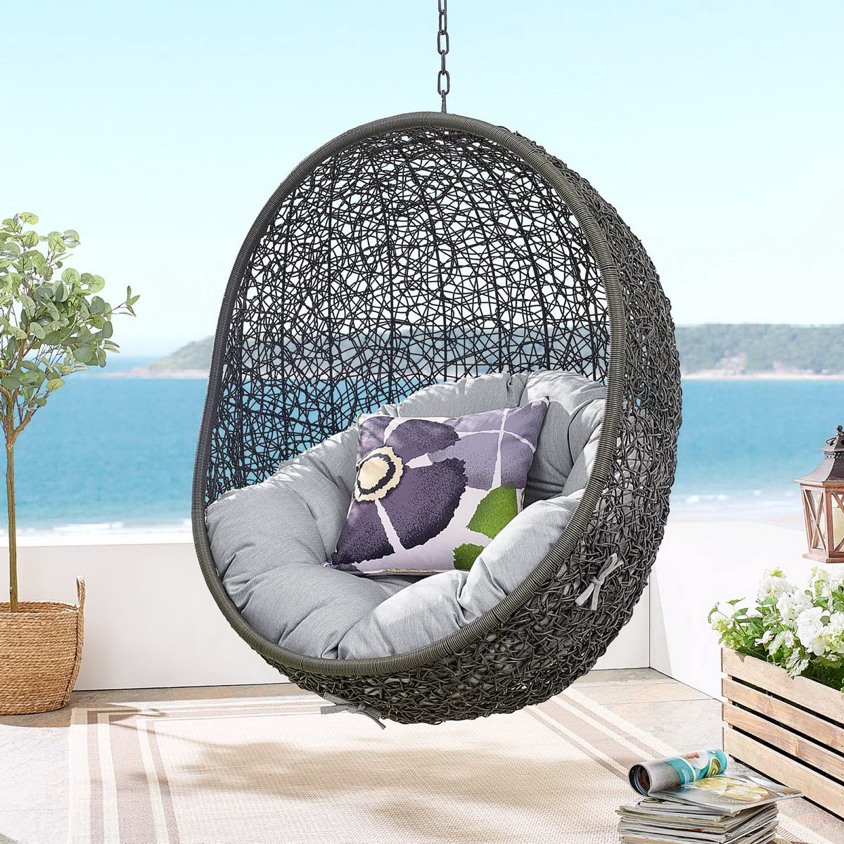 Hide Sunbrella® Fabric Swing Outdoor Patio Lounge Chair Without Stand by Modway