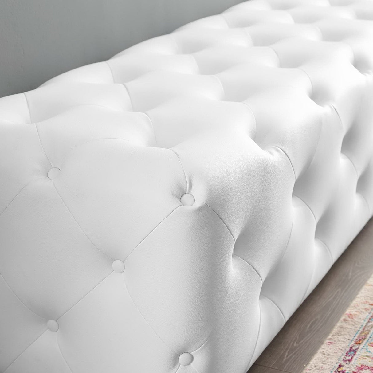 Amour 72" Tufted Button Entryway Faux Leather Bench by Modway