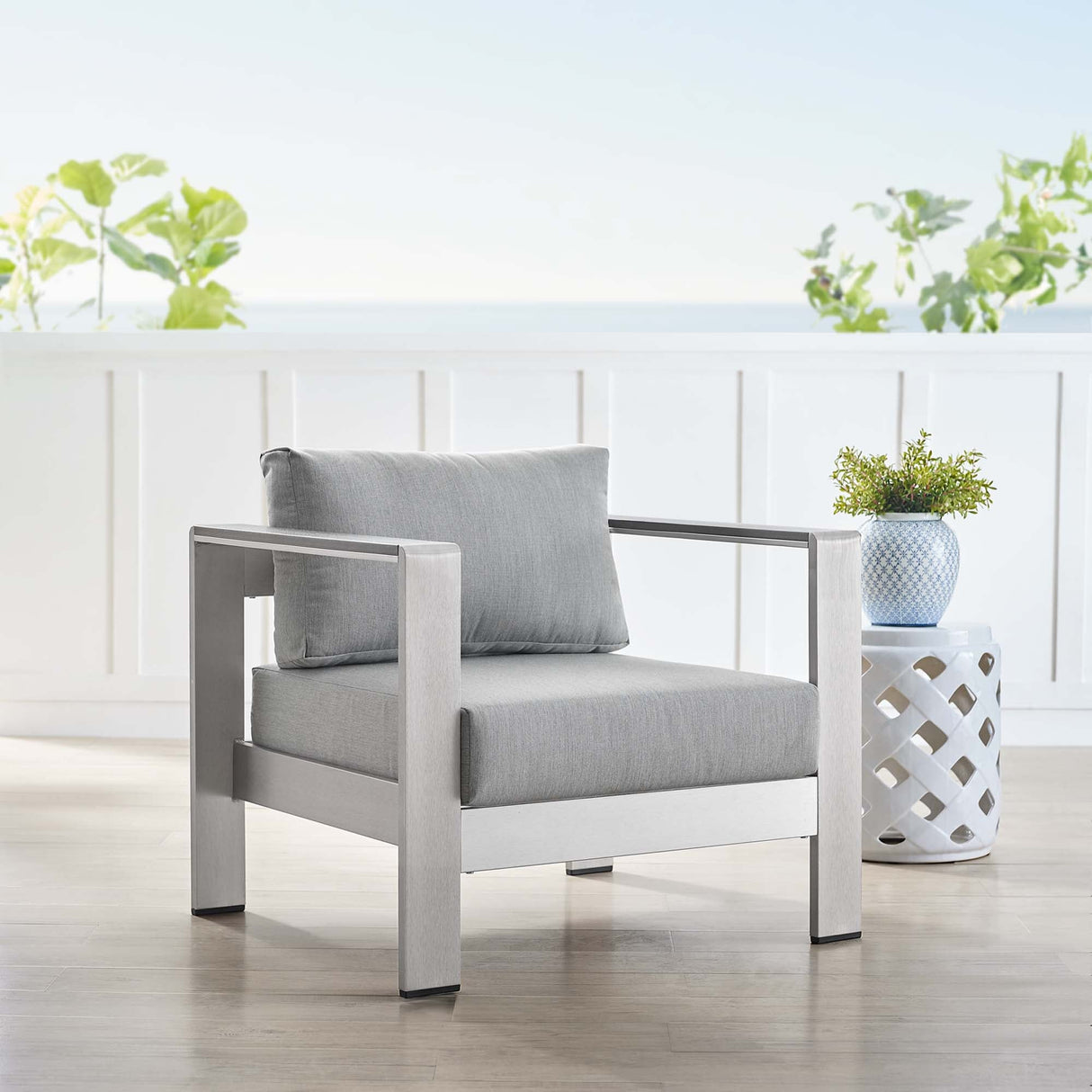 Shore Sunbrella Fabric Aluminum Outdoor Patio Armchair by Modway