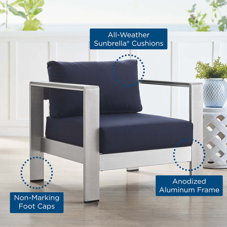 Shore Sunbrella Fabric Aluminum Outdoor Patio Armchair by Modway