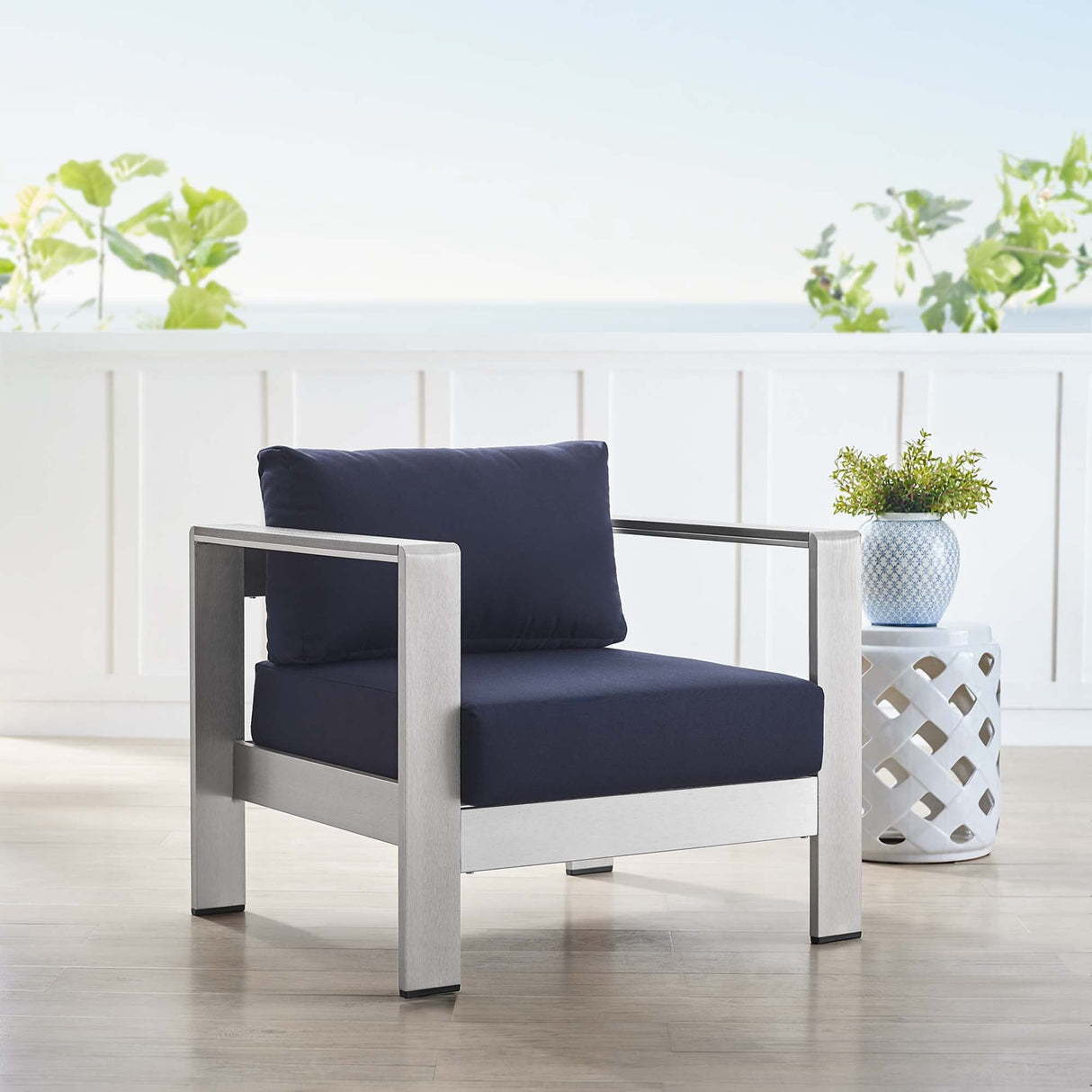 Shore Sunbrella Fabric Aluminum Outdoor Patio Armchair by Modway