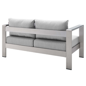 Shore Sunbrella Fabric Aluminum Outdoor Patio Loveseat by Modway