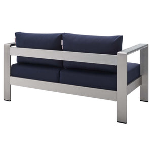 Shore Sunbrella Fabric Aluminum Outdoor Patio Loveseat by Modway