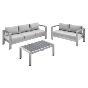 Shore 3 Piece Sunbrella Fabric Outdoor Patio Aluminum Set by Modway