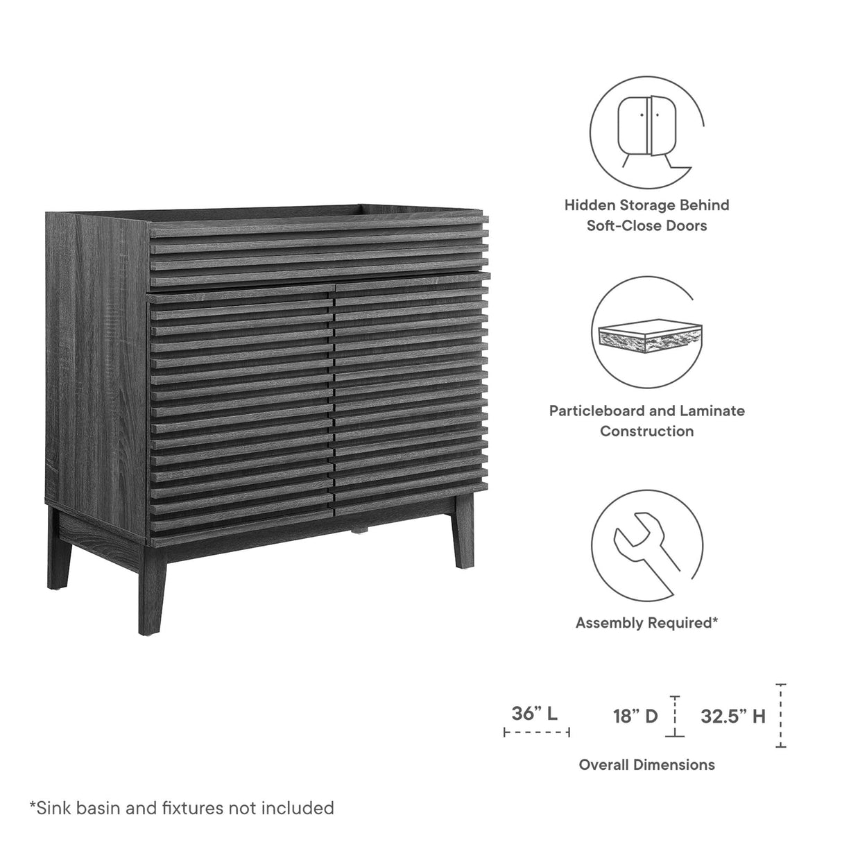 Render 36" Bathroom Vanity Cabinet by Modway