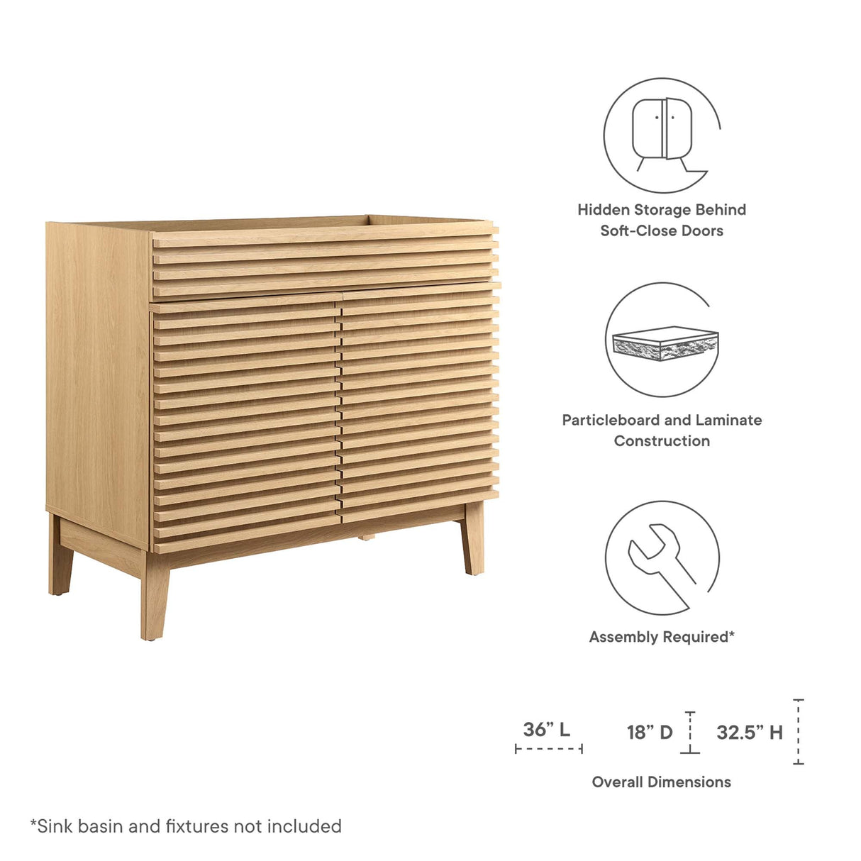 Render 36" Bathroom Vanity Cabinet by Modway