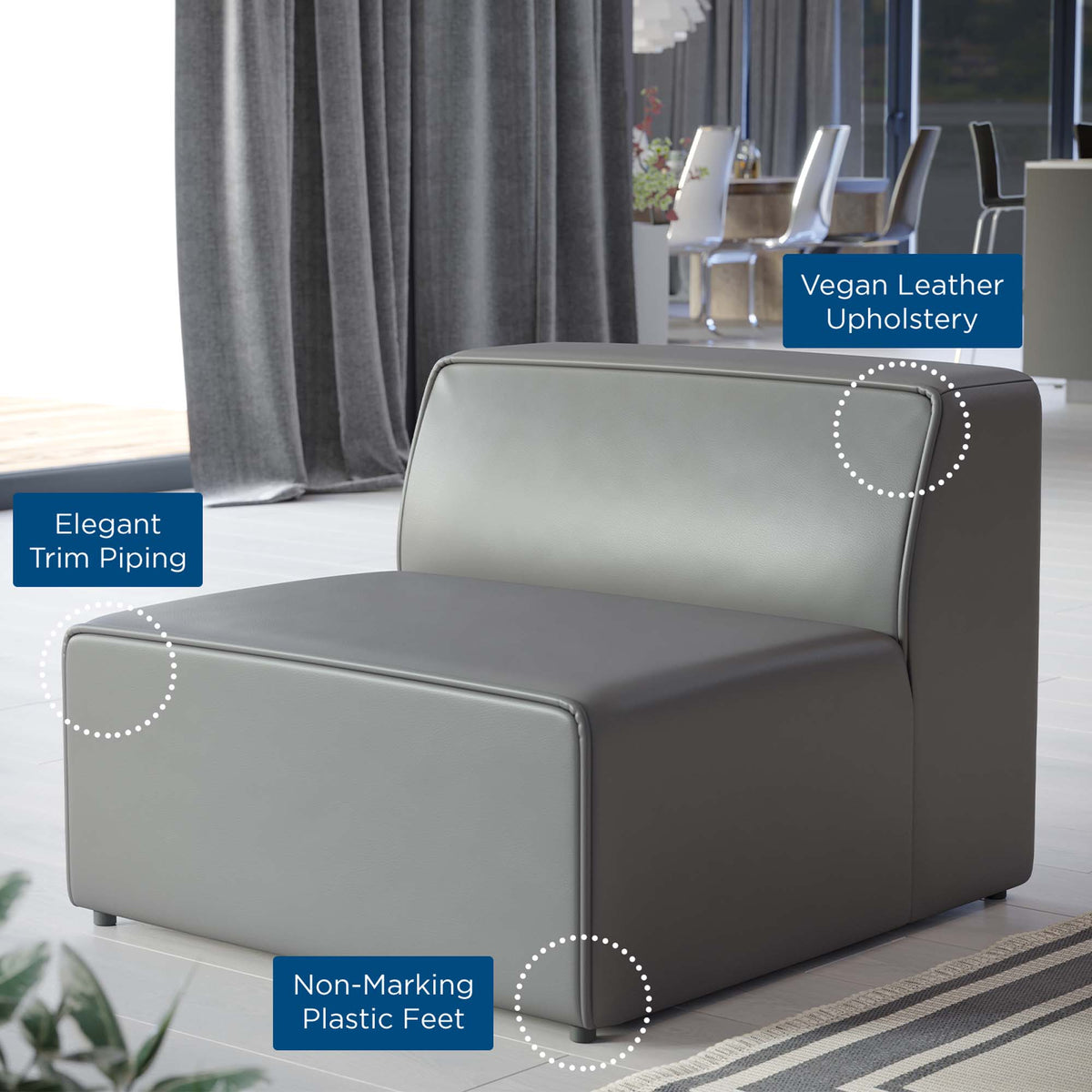 Mingle Vegan Leather Armless Chair by Modway