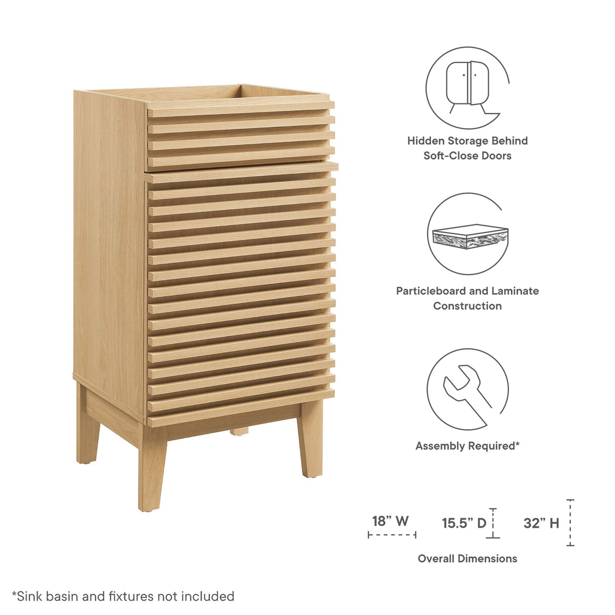Render 18" Bathroom Vanity Cabinet by Modway