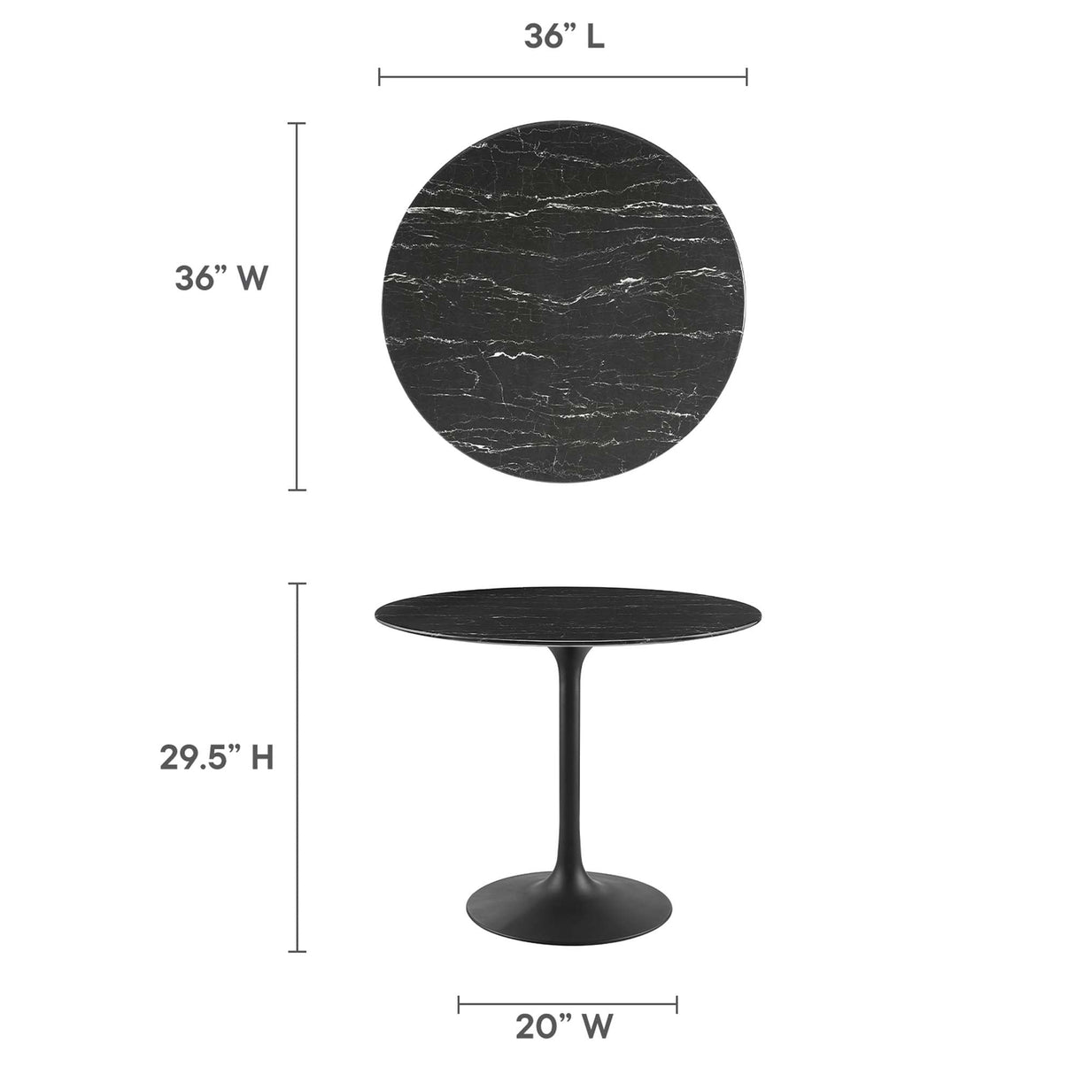 Lippa 36" Round Faux Marble Dining Table by Modway